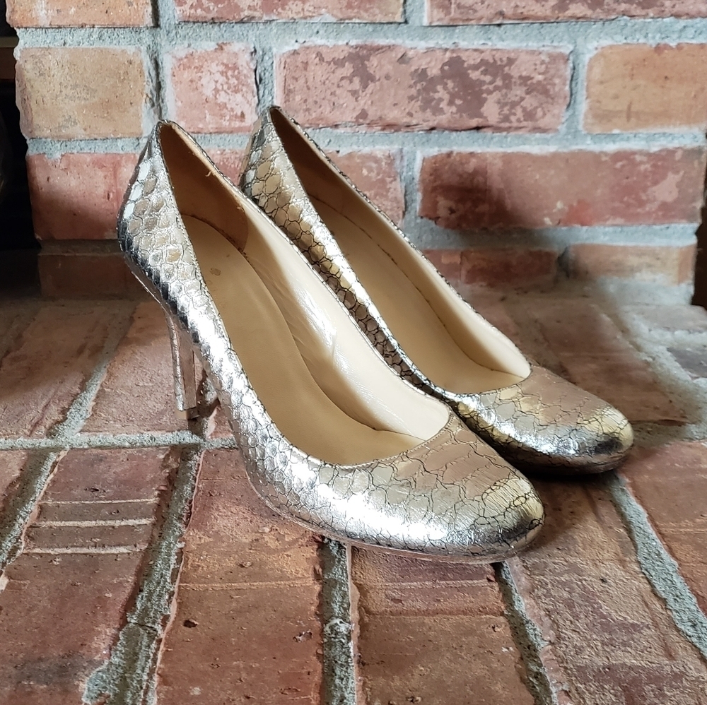 Kate Spade Silver Metallic Python Karolina Heels